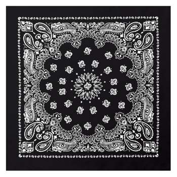 Rothco Trainmen Paisley Bandana – 22”x22” White on Black | Rothco