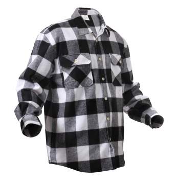 Extra Heavyweight Buffalo Plaid Flannel Shirt – Black & White Plaid | Rothco