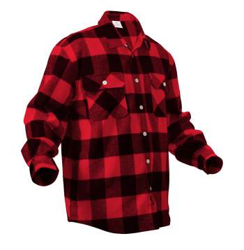 Extra Heavyweight Buffalo Plaid Flannel Shirt – Red Plaid | Rothco