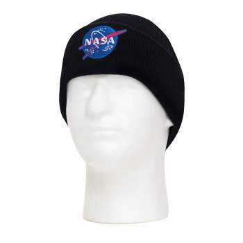 NASA Logo Embroidered Deluxe Beanie – Black