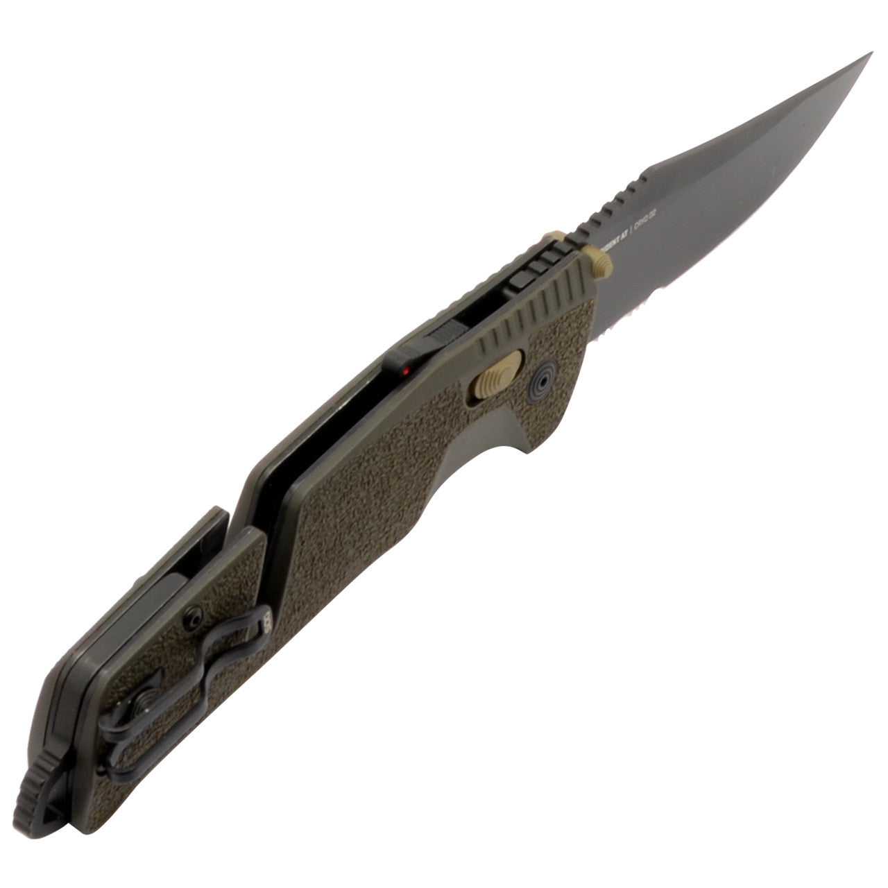 SOG Trident AT Assisted Folding Knife – Olive Drab w/ Partial Serration